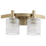 Quorum - Quorum 5184-2-80 Stadium - 2 Light Bath Vanity - The Stadium vanity light combines classic stylingStadium 2 Light Bath Aged Brass Clear ChiUL: Suitable for damp locations Energy Star Qualified: n/a ADA Certified: n/a  *Number of Lights: 2-*Wattage:100w Medium Base bulb(s) *Bulb Included:No *Bulb Type:Medium Base *Finish Type:Aged Brass