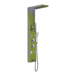 New Design Green Finish Stainless Steel Rainfall LED Shower Panel - Shower Panels And Columns