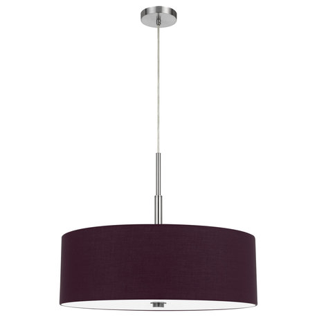 22" Linen Fabric Drum Pendant Shade, Plum