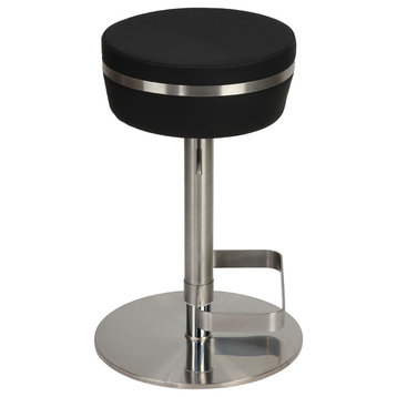 Athena Premium Adjustable Backless Round Barstool, Black