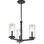 Kichler Lighting - Kichler Lighting 43997BK Crosby - Three Light Convertible Chandelier - Streamlined and simple, This Crosby 3 light converCrosby Three Light C Black Clear Glass *UL Approved: YES Energy Star Qualified: YES ADA Certified: n/a  *Number of Lights: Lamp: 3-*Wattage:60w B bulb(s) *Bulb Included:No *Bulb Type:B *Finish Type:Black