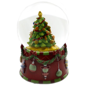 Christmas CHRISTMAS TREE WATER GLOBE Polyresin Wind Up Musical Snowglobe C5657