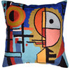 Kandinsky Upwards Abstract Pillow Cover Blue Decorative Hand Embroidered 18x18
