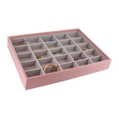 Plateau à bijoux rose intérieur gris avec 25 compartiments , Boîte