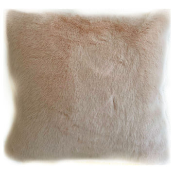 Plutus Pink Plush Animal Faux Fur Luxury Throw Pillow, 22"x22"