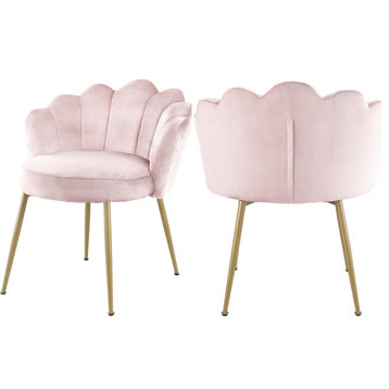 The Perla Dining Chair, Pink, Velvet (Set of 2)