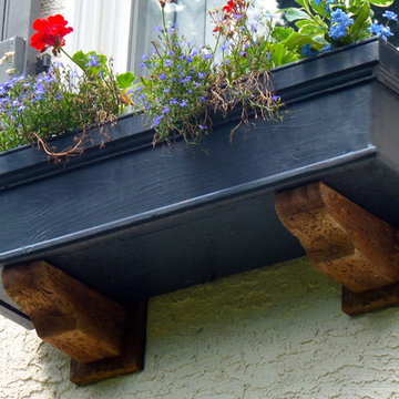 Handcrafted rustic flower box supports