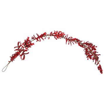 6' Decorative Artificial Burgundy Red Berry Christmas Garland- Unlit