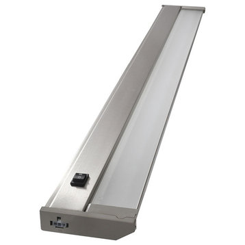 120V Dimmable LED Under Cabinet Metal Light Bar, AQUC, Satin Nickel, 32"