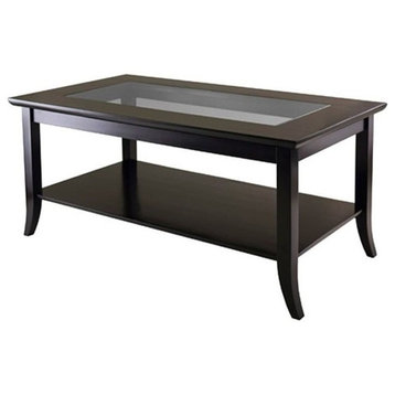 Pemberly Row Rectangular Transitional Solid Wood Coffee Table in Dark Espresso