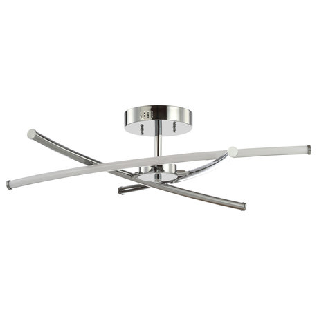 Crucis 31.5" Modern Metal Integrated LED Pendant, Chrome