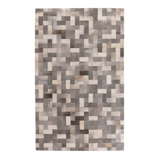 Pixel Natural Hide Rug, Gray and Silver, 8'x11' - Contemporary - Area ...