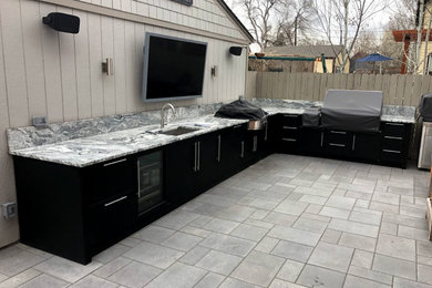 Patio Custom Grill Area With Natural Stone Countertops