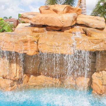 Swimming Pool With Custom Waterfalls and Sun Shelf in Lighthouse Point, Florida!