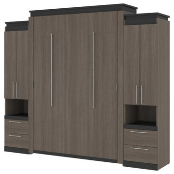 Orion  104W Queen Murphy Bed And 2 Storage Cabinets With Pull-Out Shelves...