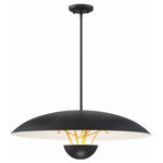 George Kovacs Lighting - George Kovacs Lighting P1784-721-L Sun Core - 26" 20W 1 LED Pendant - Modernism with a nod to a mid-century modern aesthetic is perfectly connected in our Sun Core pendant. Captivating in either a Sand White or a Sand Black hoods, thin golden LED sun rays traversing the fixture center create intrigue.  Color Temperature: Lumens: 911.9 CRI: 95 Rated Life: 25000 Hours Canopy Included: Yes Shade Included: Yes Canopy Diameter: 5 x 1Sun Core 26" 20W 1 LED Pendant Sand Black/Honey Gold Etched GlassUL: Suitable for damp locations, *Energy Star Qualified: n/a *ADA Certified: n/a *Number of Lights: Lamp: 1-*Wattage:20w Z04 LED bulb(s) *Bulb Included:Yes *Bulb Type:Z04 LED *Finish Type:Sand Black/Honey Gold