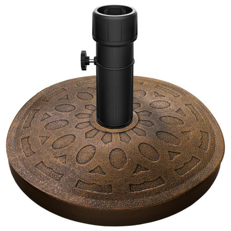 Pure Garden Heavy Duty Resin and Cement 34 lb Outdoor Umbrella Base, Bronze