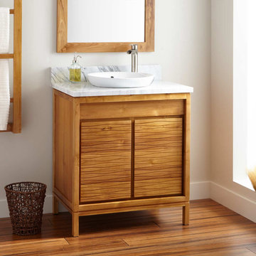 30" Becker Teak Vanity For Semi-Recessed Sink - Natural Teak
