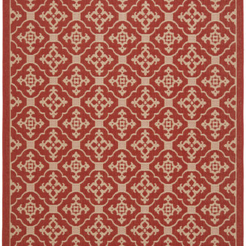Safavieh Outdoor Cy6564-28 Courtyard Collection Red / Creme Rug