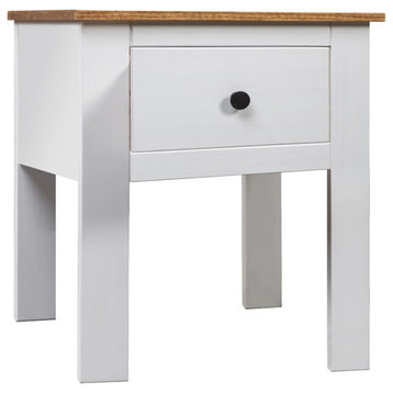 vidaXL Nightstand Bedside Table Cabinet Nightstand White Pinewood Panama Range