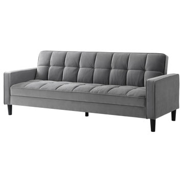 Loft Lyfe Paley Convertible Sofa Bed, With Storage, 85" Wide, Gray Velvet
