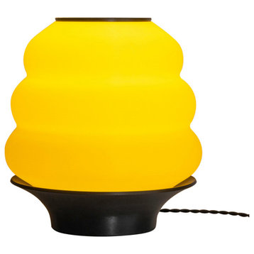 Honey Pot 12" Plant-Based PLA Dimmable LED Table Lamp, Yellow/Black