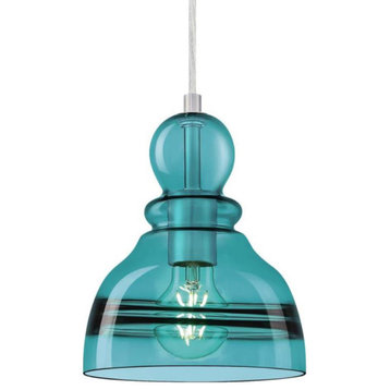 Westinghouse 6118900 Fiona 7"W Mini Pendant - Brushed Nickel / Turquoise Glass