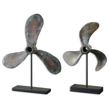 Uttermost Propellers Rust Sculptures, Set of 2