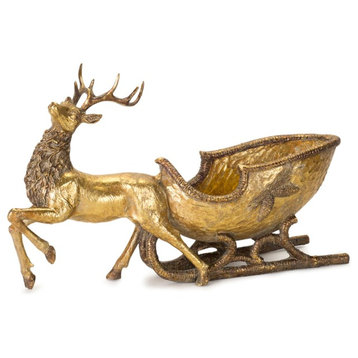 Deer with Sleigh 19"L x 11"H Resin