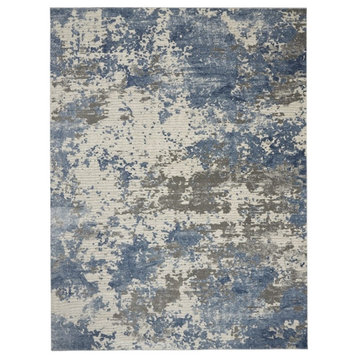 Nourison Rustic Textures 111" x 153" Fabric Indoor Rug in Gray/Blue Painterly
