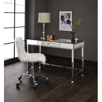 Canine Writing Desk, Mirrored and Chrome Finish