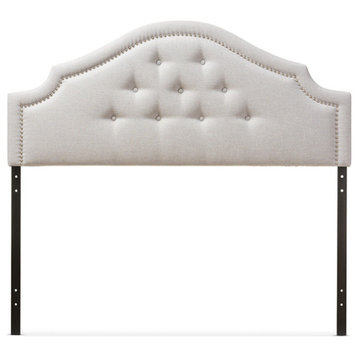 Cora Greyish Beige Fabric Upholstered Full Size Headboard, Greyish Beige