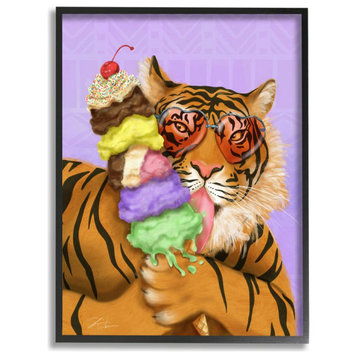 Glamour Tiger with Colorful Ice Cream Cone24x30