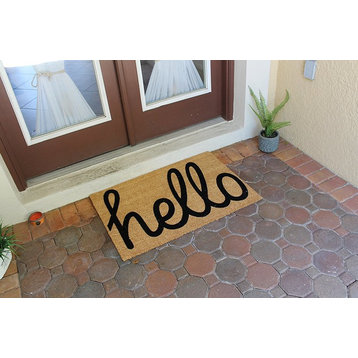 Fade Resistant 'Hello' Entry Coir Flocked Doormat, 24"x36"