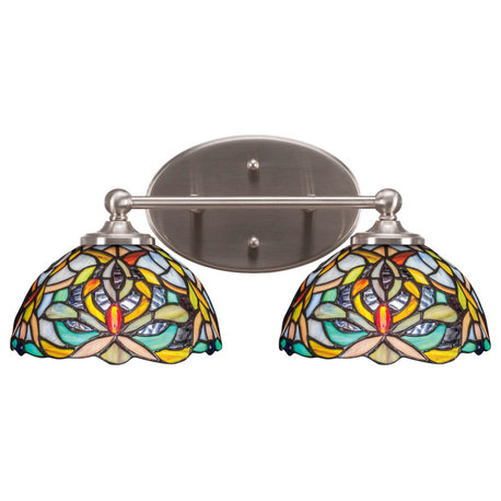 Capri 2-Light Bath Bar, Brushed Nickel/Kaleidoscope Art