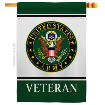 Army Veteran Americana Military House Flag