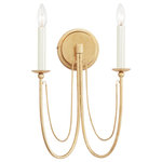 Maxim - Maxim Plumette 2-Light Wall Sconce 12161GL, Gold Leaf - Sweeping metal accents links create classic curves on a minimalist chandelier. Available in hand-rubbed Chestnut Bronze or elegant Gold Leaf finishes. This look humbly evokes French Country charm and enchants any room it illuminates.
