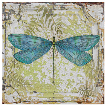 Jean Plout 'Dragonfly On Tin Tile 2' Canvas Art