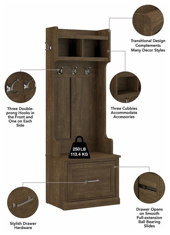Woodland Entryway Storage Set with Drawers in Ash Brown - Engineered ...