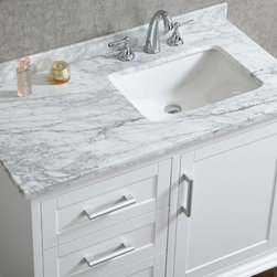 42 inch Single Sink White Bathroom Vanity Set With Mirror - Bathroom Vanities And Sink Consoles