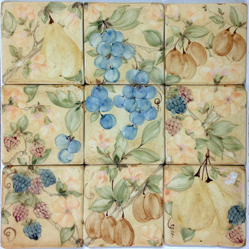 Fruit on lattice 9 tile repeat