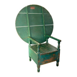 American New England Painted Pine and Maple Chair-Table - Living Room Chairs