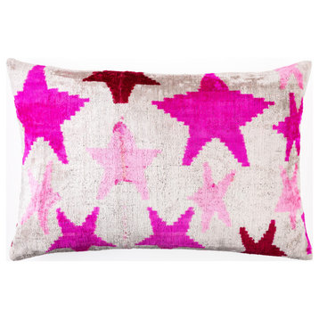 Canvello 16x24 Velvet Silk Pillow With Insert Pink Star