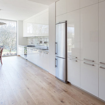 White kitchen with beautiful view