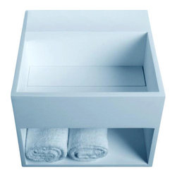 ADM Bathroom Design - ADM Shelved Wall Mounted Sink, White, 13", Matte White - Bathroom Sinks
