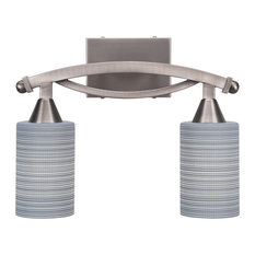 Bow 2-Light Bath Bar, Brushed Nickel Finish, 4" Gray Matrix Glass