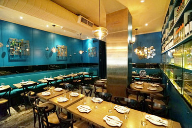 Beach style dining room photo in New York
