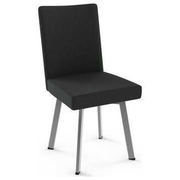 Amisco Elmira Dining Chair, Black Polyester / Metallic Grey Metal