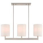 Livex Lighting - Livex Lighting Hayworth Brushed Nickel Light Linear Chandelier - Raise the style bar with a designer linear chandelier in a handsome and versatile contemporary manner. This three light linear chandelier comes in a brushed nickel finish with round off-white fabric hardback shade.