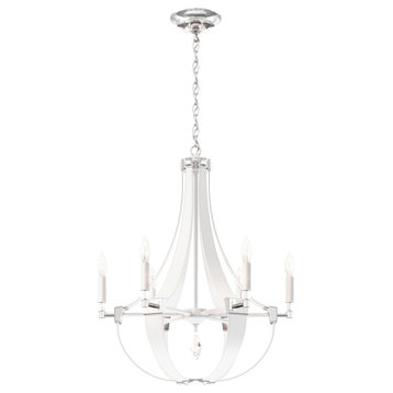 Crystal Empire Rustic 6 Light Chandelier, White Pass Leather